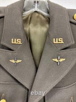 WW II US Army Air Corps Officer Dress Uniform Jacket with Flight Cap -April 1945