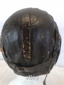 WW II US Army Air Force Leather A-11 Flight Helmet, googles And Head Set B-25