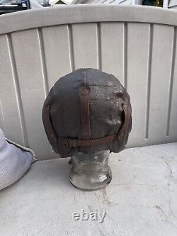 WW II US Army Air Force Leather Flight Helmet Type A-11 No. 3189 B Size Medium