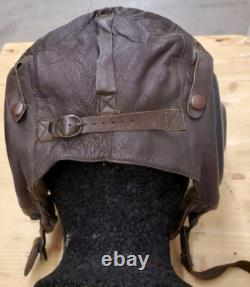 WW II US Army Air Force Leather Flight Helmet Type A-11 No. 3189 Large Goodrich