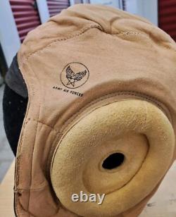 WW II US Army Air Force Leather Flight Helmet Type A-11 No. 3189 Large Goodrich