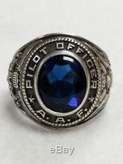 World War II WWII Army Air Force Pilot Officer Sterling Silver Ring Size 8.5