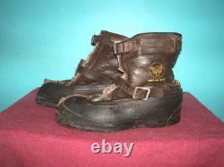 Ww11 Army Air Corp Heavy Flight Overshoes Pilots Leather /wool Boots Sz. L
