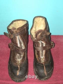 Ww11 Army Air Corp Heavy Flight Overshoes Pilots Leather /wool Boots Sz. L
