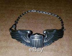 Ww2 Era Army Air Corp Pilot Wings Sweetheart Bracelet Lgb Sterling