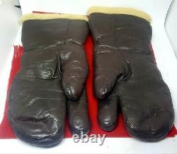 Ww2 U. S. Air Force Army Leather Wool Glove A-9a Large Crocetta Wwii Usaf Brown