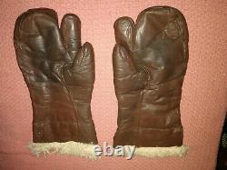 Ww2 U. S. Air Force Army Leather Wool Glove A-9a Large Crocetta Wwii Usaf Brown