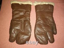 Ww2 U. S. Air Force Army Leather Wool Glove A-9a Large Crocetta Wwii Usaf Brown