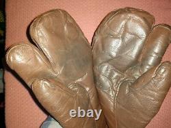 Ww2 U. S. Air Force Army Leather Wool Glove A-9a Large Crocetta Wwii Usaf Brown