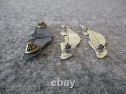 Ww2 Us Army Air Corps Pins Sterling Silver Gunner (1) & Pilot Wings (2)