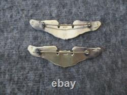 Ww2 Us Army Air Corps Pins Sterling Silver Gunner (1) & Pilot Wings (2)