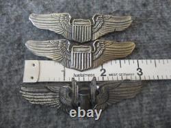 Ww2 Us Army Air Corps Pins Sterling Silver Gunner (1) & Pilot Wings (2)