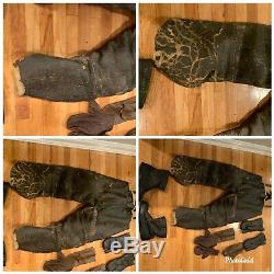 Ww2 Us Army Air Force Leather Flying Pilot Pants Large Boots Gloves B-17 Gunner