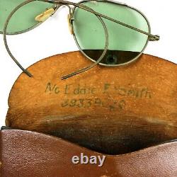 Ww2 Us Army Air Forces Corps Usaaf An-6531 Sunglasses Identified Leather Case