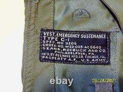 Ww 2 Us Army Air Forces C-1 Survival Vest Emergency Sustenance & Flashlight