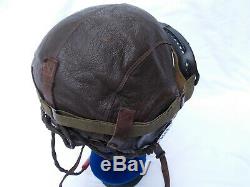Ww II A-11 Army Air Forces Leather Flight Helmet + Goggles