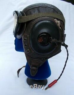 Ww II A-11 Army Air Forces Leather Flight Helmet + Goggles