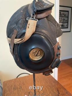 Ww II Army Air Forces Type A-11 Leather Flying Helmet-selby Shoe Co & Ao Goggles