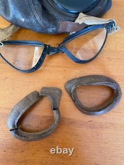 Ww II Army Air Forces Type A-11 Leather Flying Helmet-selby Shoe Co & Ao Goggles Ww II Army Air Forces Type A-11 Leather Flying Helmet-selby Shoe Co & Ao Goggles