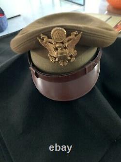Ww II Us Army Air Force Officer's Large 71/8 Hat Badge Soft Bill Crusher Wool H