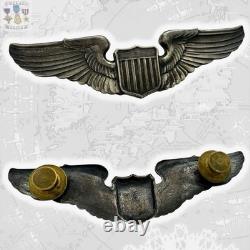 Wwii Army Air Corps Pilot Wings 3 Size Insignia Sterling Gustave Fox Co. #323