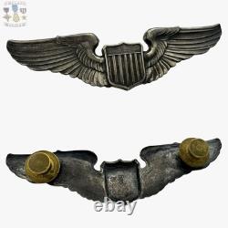 Wwii Army Air Corps Pilot Wings 3 Size Insignia Sterling Gustave Fox Co. #323