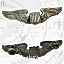 Wwii Army Air Corps Pilot Wings Badge 3-1/16 Size Insignia Sterling 20g. #442