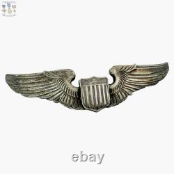 Wwii Army Air Corps Pilot Wings Badge 3-1/16 Size Insignia Sterling 20g. #442 Wwii Army Air Corps Pilot Wings Badge 3-1/16 Size Insignia Sterling 20g. #442