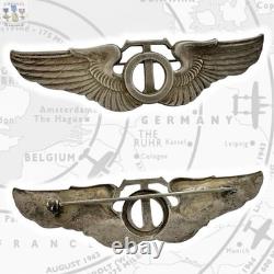 Wwii Army Air Corps Technical Observer Wings Badge 3-1/8 Size Sterling Pin-back