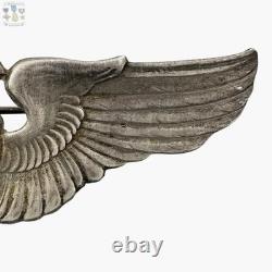 Wwii Army Air Corps Technical Observer Wings Badge 3-1/8 Size Sterling Pin-back