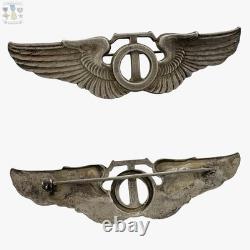 Wwii Army Air Corps Technical Observer Wings Badge 3-1/8 Size Sterling Pin-back