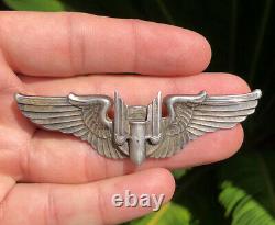 Wwii Army Military Air Force Full Size Air Gunner Wings Sterling Silver Pin