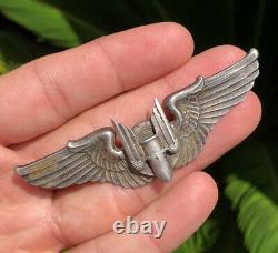 Wwii Army Military Air Force Full Size Air Gunner Wings Sterling Silver Pin