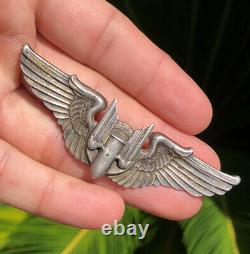 Wwii Army Military Air Force Full Size Air Gunner Wings Sterling Silver Pin
