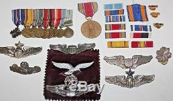Wwii Named Lot Photo's Army Air Sterling Wings Medals Pins Documents Snorter