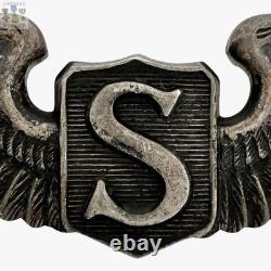 Wwii Service Pilot Wings Army Air Corps 3-1/16 Smilo Sterling Except Fittings