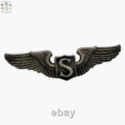 Wwii Service Pilot Wings Army Air Corps 3-1/16 Smilo Sterling Except Fittings