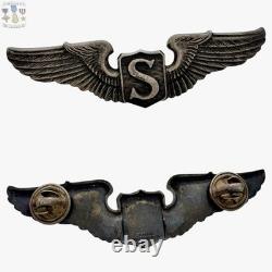 Wwii Service Pilot Wings Army Air Corps 3-1/16 Smilo Sterling Except Fittings