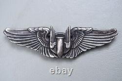 Wwii U. S. Army Air Corps Air Gunner Wing By Gemsco Pin Back, Sterling