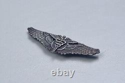 Wwii U. S. Army Air Corps Flight Surgeon Wing By Gemsco Pin Back, Sterling