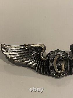 Wwii U. S. Army Air Corps Glider Pilot Wing Pin Back, Sterling