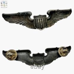 Wwii U. S. Army Air Corps Pilot Wings Badge 3-1/8 Size Sterling A. E. Co. Utica
