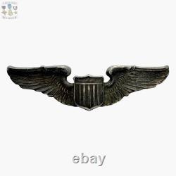 Wwii U. S. Army Air Corps Pilot Wings Badge 3-1/8 Size Sterling A. E. Co. Utica
