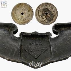 Wwii U. S. Army Air Corps Pilot Wings Badge 3-1/8 Size Sterling A. E. Co. Utica