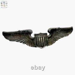 Wwii U. S. Army Air Corps Pilot Wings Badge 3-1/8 Size Sterling A. E. Co. Utica