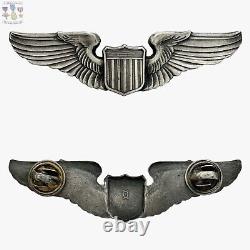 Wwii U. S. Army Air Corps Pilot Wings Badge Fox Co. Sterling Silver Insignia #60