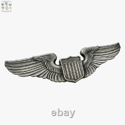 Wwii U. S. Army Air Corps Pilot Wings Badge Fox Co. Sterling Silver Insignia #60