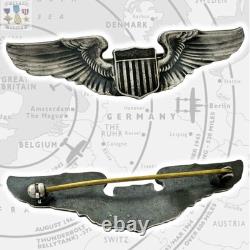 Wwii U. S. Army Air Corps Pilot Wings Sterling Badge 3 Size 26g. Thick Pin #362 Wwii U. S. Army Air Corps Pilot Wings Sterling Badge 3 Size 26g. Thick Pin #362