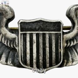 Wwii U. S. Army Air Corps Pilot Wings Sterling Badge 3 Size 26g. Thick Pin #362