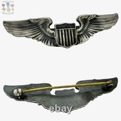 Wwii U. S. Army Air Corps Pilot Wings Sterling Badge 3 Size 26g. Thick Pin #362